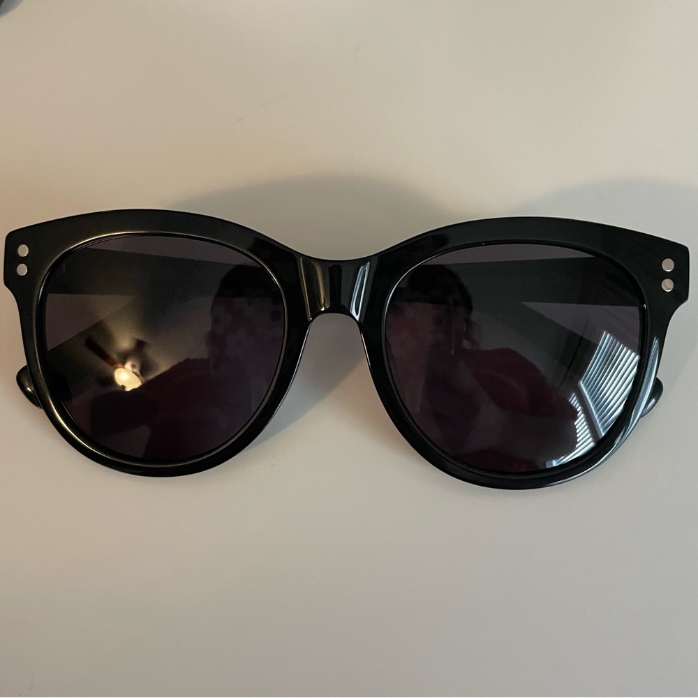 Italic Black Wilshire Round Italian Acetate Sunglasses Sasha